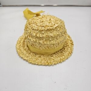 Vintage 1960s Yellow Straw Bucket Hat